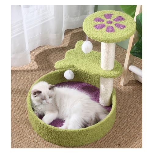 Katzenbaum, Sisal-Kratzbaum, interaktives multifunktionales Katzen-Klettergerüst, bequemes Katzenturmbett, Katzen-Kletterbaum für drinnen und draußen (Color : Purple) von DAGIN
