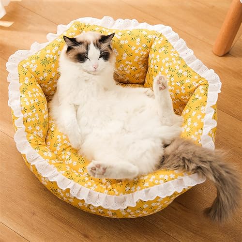 Katzenbetten für Hauskatzen, warme Katzenbetthöhle mit abnehmbarem Plüschkissen, süßer weicher Katzenschlafsack, Winter-Katzennest-Typ von DAGIN