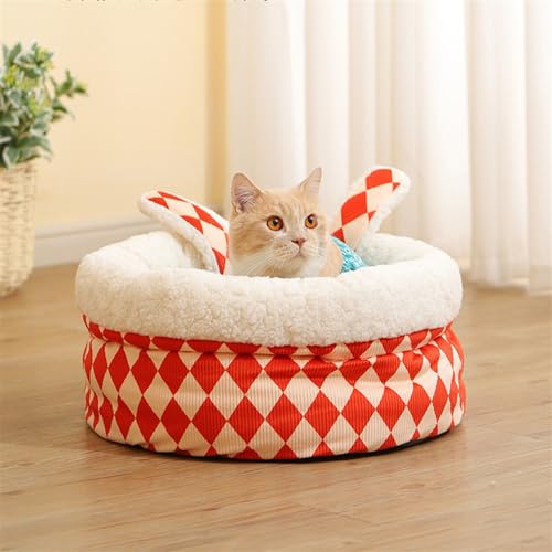 Katzennest mit herausnehmbarem, waschbarem Innenkissen, weiches Bett für Kätzchen und kleine Haustiere, superweiches und gemütliches Plüsch-Katzenhöhlenbett (Color : B) von DAGIN