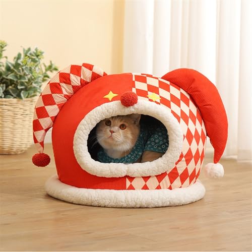 Katzennest mit herausnehmbarem, waschbarem Innenkissen, weiches Bett für Kätzchen und kleine Haustiere, superweiches und gemütliches Plüsch-Katzenhöhlenbett (Color : C) von DAGIN