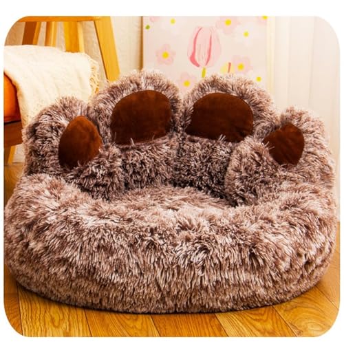 Plüsch-Haustierbett, niedliches Haustier-Katzennest, gemütliches Schlummern, für drinnen und draußen, waschbare Möbel für Hunde, Katzenbett, Katzennest für Katzen, Kaninchen (Color : Brown, Size : X von DAGIN