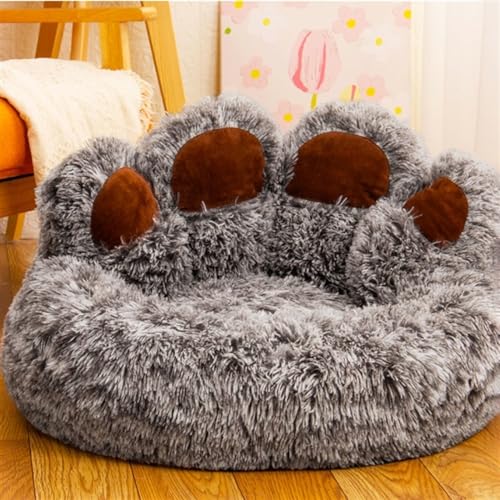 Plüsch-Haustierbett, niedliches Haustier-Katzennest, gemütliches Schlummern, für drinnen und draußen, waschbare Möbel für Hunde, Katzenbett, Katzennest für Katzen, Kaninchen (Color : Grey, Size : XL von DAGIN