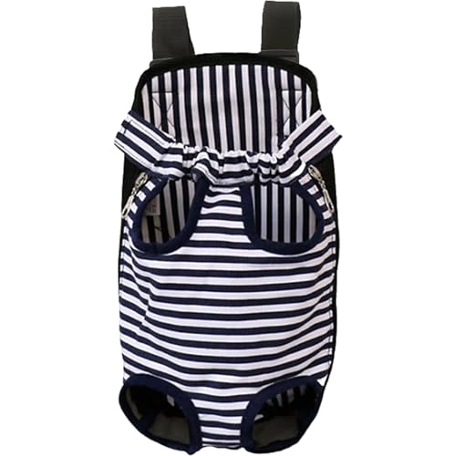 Brusttragetasche für Hunde, Verstellbarer blau-weiß gestreifter Katzentrage-Rucksack, Leichter, arbeitssparender Hunde-Reiserucksack für kleine, mittelgroße, Katzen und Kaninchen von DAGLLGEW