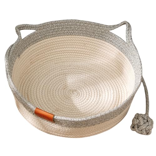 Katzenkorb, verschleißfestes Katzenkorbbett aus gewebtem Seil mit Spielseilball, waschbares Schlafnest für Haustiere unter 7, 5 kg, Katzenkratzbett, Katzenbett aus Korbgeflecht, Katzenkorbbett Katzenkorb, verschleißfestes Katzenkorbbett aus gewebtem Seil mit Spielseilball, waschbares Schlafnest für Haustiere unter 7, 5 kg, Katzenkratzbett, Katzenbett aus Korbgeflecht, Katzenkorbbett von DAGLLGEW