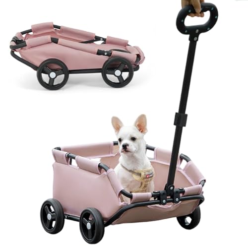 Kleiner Hundebuggy, Faltbarer Hundewagen mit Sicherheitsseil, Aufbewahrungstasche und ausziehbarem Griff, Leichte Tragetasche für Reisen, Spaziergänge, Tierarztbesuche, Hundewagen für kleine Hund von DAGLLGEW