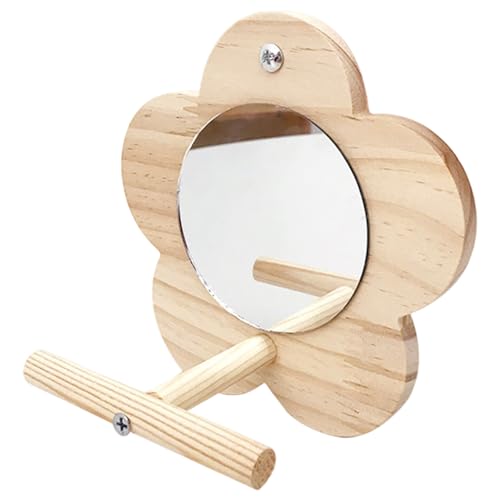 Vogelspiegel für Käfig, 15, 2 cm, blumenförmiges Vogelkäfigspielzeug mit Holzstange für Nymphensittiche, Sittiche, Finken, Unzertrennliche, Kanarienvögel, Graupapageien, Aras, Sittiche, Schaukel, Voge von DAGLLGEW
