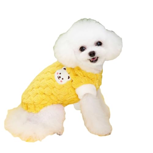 Hundepullover für Kleine Hunde Winter Warm Fleece Sweatshirt Hunde Bekleidung Haustier Chihuahua Katzen Kleidung Bequem und Weich,Gelb,XL von DAIHAN