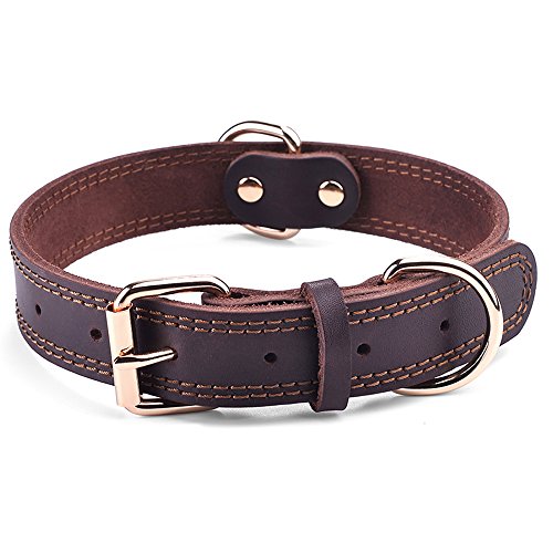 DAIHAQIKO Hundehalsband, Echtleder-Hundehalsband, Robustes Hundehalsband, breites Hundehalsband für kleine Hunde, mittelgroße Hunde,58.4 cm Halsumfang, Doppelstich – Bro wn DAIHAQIKO Hundehalsband, Echtleder-Hundehalsband, Robustes Hundehalsband, breites Hundehalsband für kleine Hunde, mittelgroße Hunde,58.4 cm Halsumfang, Doppelstich – Bro wn von DAIHAQIKO