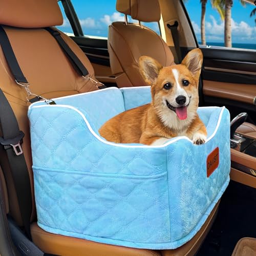 Hunde-Autositz für kleine, mittelgroße Hunde, abnehmbar, waschbar, Sitzerhöhung unter 15,9 kg, erhöhtes Hunde-Autobett mit Aufbewahrungstaschen, Blau, Einheitsgröße Hunde-Autositz für kleine, mittelgroße Hunde, abnehmbar, waschbar, Sitzerhöhung unter 15,9 kg, erhöhtes Hunde-Autobett mit Aufbewahrungstaschen, Blau, Einheitsgröße von DAIIST