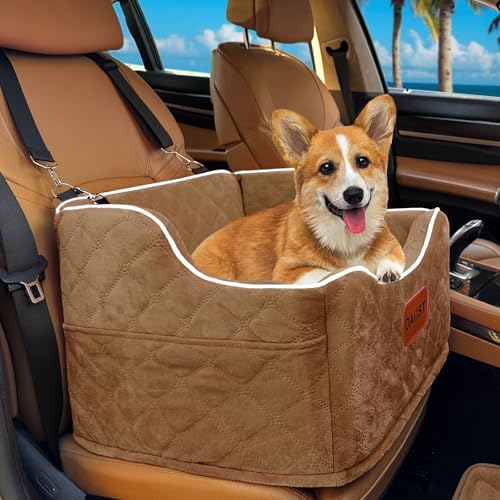 Hundeautositz für kleine Hunde, Memory-Schaum, Hundeerhöhung für mittelgroße Hunde unter 15,9 kg, abnehmbarer und waschbarer erhöhter Haustier-Autositz mit Aufbewahrungstaschen, Khaki, Einheitsgröße Hundeautositz für kleine Hunde, Memory-Schaum, Hundeerhöhung für mittelgroße Hunde unter 15,9 kg, abnehmbarer und waschbarer erhöhter Haustier-Autositz mit Aufbewahrungstaschen, Khaki, Einheitsgröße von DAIIST