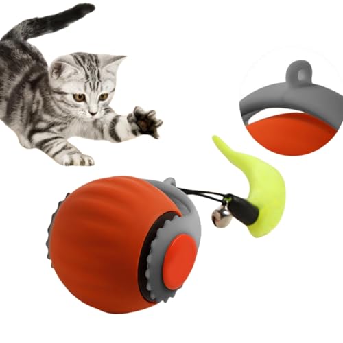 Interaktives Spielzeug für Katzen, elektrisches Spielzeug für Katzen, mit automatischer Rotationsschnur, Chewie Rolling Ball, Spielball Katze Beweglich 360° Smart Automatic Rolling Pet Ball von DAILINK