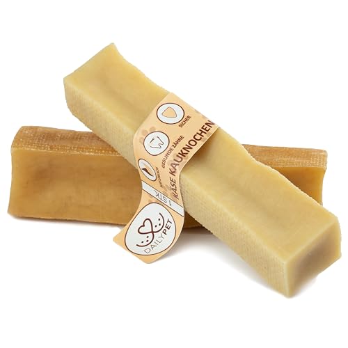 DAILY PET Kaukäse für Hunde - Käseknochen - Natürliche Käse Kauknochen für Hunde - Zahnpflege Hund - Kaustangen - Hundeleckerli - Hundesnack - Gesunde Snacks - Kausnack - 2er Pack - Größe M von DAILY PET