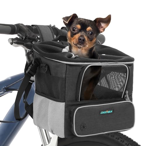 DAISTERN Hundefahrradkorb bis 5KG mit Lenkeradapter Φ80mm, Hundekorb Fahrrad Vorne Rucksack Schultertasche Autositz mit Mehreren Netzfenstern, wasserdichtes Sitzkissen Geeignet für Welpen DAISTERN Hundefahrradkorb bis 5KG mit Lenkeradapter Φ80mm, Hundekorb Fahrrad Vorne Rucksack Schultertasche Autositz mit Mehreren Netzfenstern, wasserdichtes Sitzkissen Geeignet für Welpen von DAISTERN
