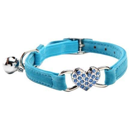 DAIXI Katzenhalsband, Katzenhalsband mit Glocke und Bling Kristallherzcharme Niedliche Tierbedarf… (Blue) von DAIXI