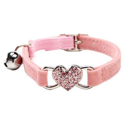 DAIXI Katzenhalsband, Katzenhalsband mit Glocke und Bling Kristallherzcharme Niedliche Tierbedarf… (Pink) von DAIXI
