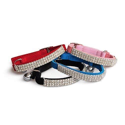 DAIXI Weicher Verstellbarer Samt Sicherer Bling Diamante Katzenhalsband Mit Glocken Für Kätzchen Welpe Schwarz + Rosa + Rot + Blau DAIXI Weicher Verstellbarer Samt Sicherer Bling Diamante Katzenhalsband Mit Glocken Für Kätzchen Welpe Schwarz + Rosa + Rot + Blau von DAIXI
