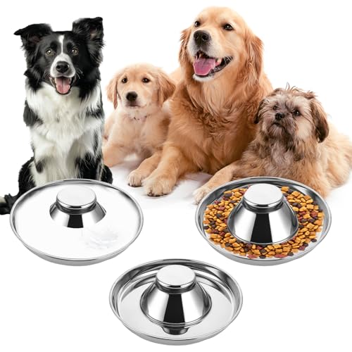 DAJAVE 3 Stück Hundenapf Edelstahl Futternapf Hund, Welpen Futternapf, Hundenäpfe aus Edelstahl Metall, Hundefressnäpfe für Kleine Hunde Katzen Haustiere (30CM) von DAJAVE