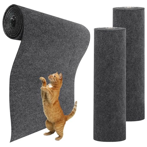 DAJAVE Kratzmatte für Katzen, selbstklebend, Kratzmatte für Katzen, Kratzmatte für Katzen, kratzfest, Möbelschutz für Sofa, Wand, Boden, Teppich (Dunkelgrau), 2 Stück, 200 × 40 cm von DAJAVE