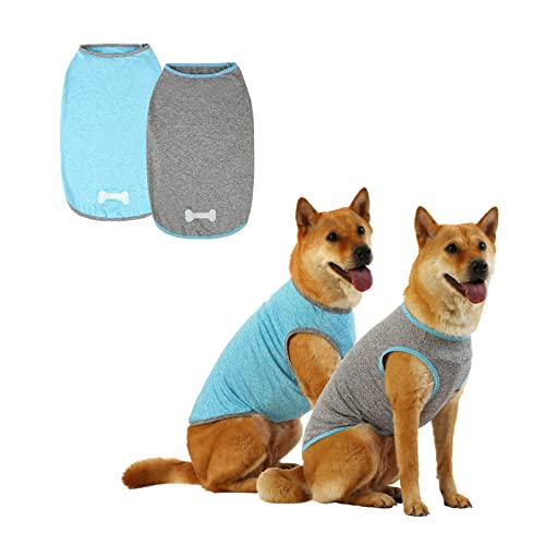 Hunde- und Katzen-Shirt aus Tech-Stoff mit leuchtendem Aufdruck, Haustierkleidung für große, mittelgroße und kleine Hunde, DAJIDALI 2er-Pack leichte Sport-T-Shirts von DAJIDALI