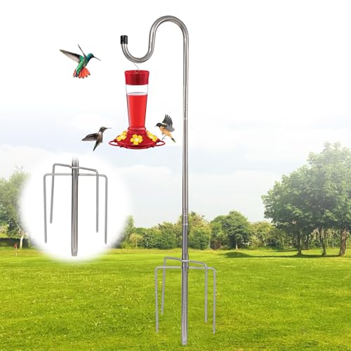 DAKEPOLE Schäferhaken Silber, Vogelhaus mit Ständer 70-170cm, 16mm Stabile Schäferhaken für den Außenbereich mit 5-Zacken für Laternen Bepflanzung Hanger Hochzeiten Dekor DAKEPOLE Schäferhaken Silber, Vogelhaus mit Ständer 70-170cm, 16mm Stabile Schäferhaken für den Außenbereich mit 5-Zacken für Laternen Bepflanzung Hanger Hochzeiten Dekor von DAKEPOLE