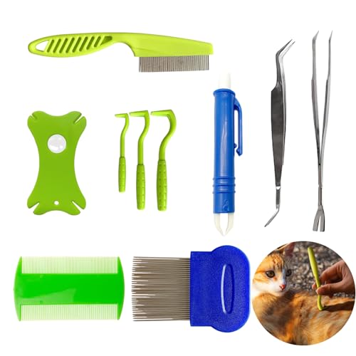 DALAETUS 10stück Zeckenzange Set, Profi Zeckenzange Mensch für Pet Reißen Fleck Entferner Kamm, Flohkamm Effektiv Gegen Flöhe & Läuse, Zeckenzange Mensch für Katzen und Hunde DALAETUS 10stück Zeckenzange Set, Profi Zeckenzange Mensch für Pet Reißen Fleck Entferner Kamm, Flohkamm Effektiv Gegen Flöhe & Läuse, Zeckenzange Mensch für Katzen und Hunde von DALAETUS