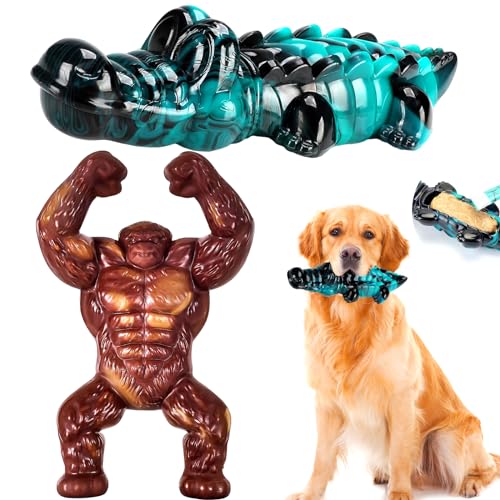 2 Stück Hundespielzeug Unzerstörbares, Robuster Kauspielzeug Hund, Hartes Nylon Hundespielzeug für Aggressive Kauer, Rindfleischgeschmack Kauspielzeug für Hunde Große, Mittelgroße von DALAETUS