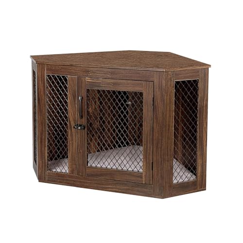 Furniture Corner Hundekäfig mit Kissen für mittelgroße Hunde, aus Holz, 111,8 cm, abschließbar von DALIZA