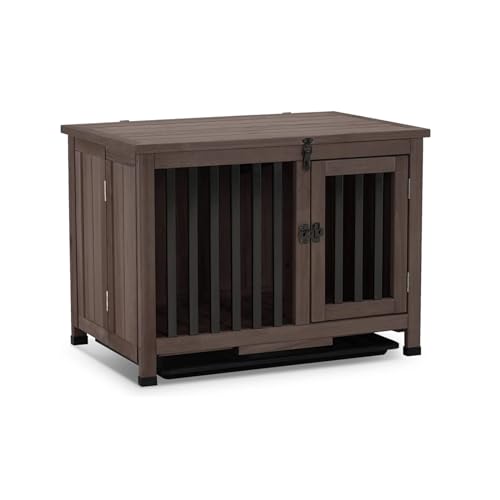 Hölzerne Hundebox Möbel Beistelltisch mit Tür, keine Montage, tragbar, faltbar, Haustierbox, Hundehütte für den Innenbereich mit herausnehmbarem Tablett Hölzerne Hundebox Möbel Beistelltisch mit Tür, keine Montage, tragbar, faltbar, Haustierbox, Hundehütte für den Innenbereich mit herausnehmbarem Tablett von DALIZA