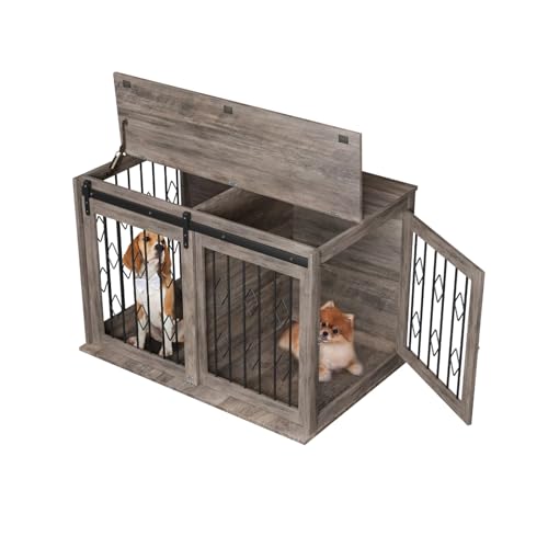 Hundehütte aus Holz, 99,1 cm, mit Schiebetür, Trennwand Hundehütte aus Holz, 99,1 cm, mit Schiebetür, Trennwand von DALIZA