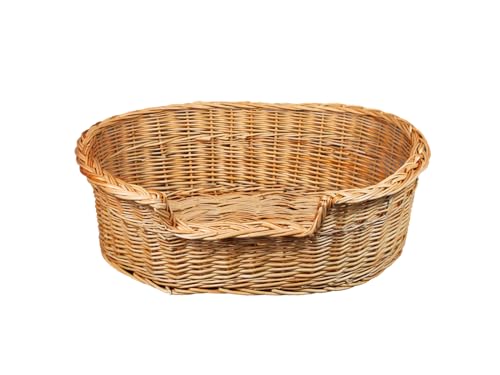 Damian-Wiklina Hundebett – Katzenbett – Hundeliege – Katzenliege – Katzenkorb – Hundekorb aus Weide – Hundekörbchen – BTH 47x32x11/15 cm – Kein Kissen von Damian-Wiklina
