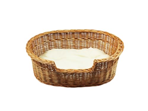 Damian-Wiklina Hundebett – Katzenbett – Hundeliege – Katzenliege – Katzenkorb – Hundekorb aus Weide – Hundekörbchen – BTH 51x34x12/16 cm – mit Ecri-Kissen Damian-Wiklina Hundebett – Katzenbett – Hundeliege – Katzenliege – Katzenkorb – Hundekorb aus Weide – Hundekörbchen – BTH 51x34x12/16 cm – mit Ecri-Kissen von Damian-Wiklina