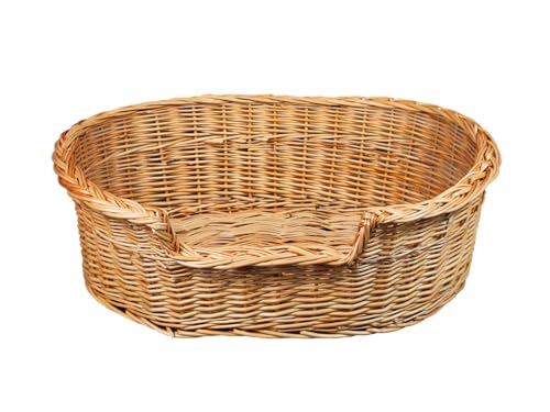 Damian-Wiklina Hundebett – Katzenbett – Hundeliege – Katzenliege – Katzenkorb – Hundekorb aus Weide – Hundekörbchen – BTH 58x41x12/18 cm – Kein Kissen von Damian-Wiklina