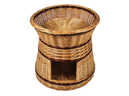 Katzenkorb zum Schlafen – Durchmesser: 47 cm rund – Katzenhöhle aus Weide – Zweistöckiger Hunde – oder Katzenbett – Entrindete Weide – Weidenhaus ohne Kissen Katzenkorb zum Schlafen – Durchmesser: 47 cm rund – Katzenhöhle aus Weide – Zweistöckiger Hunde – oder Katzenbett – Entrindete Weide – Weidenhaus ohne Kissen von Damian-Wiklina