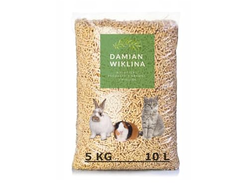Katzenstreu Holzpellets 5 kg 10l – Holzstreu für Eine Effektive Geruchs und Feuchtigkeitskontrolle – 100% pflanzliches für Katzen und andere Kleintierrassen – Kompostierbar von DAMIAN WIKLINA NATURALNE PRODUKTY Z DREWNA I WIKLINY