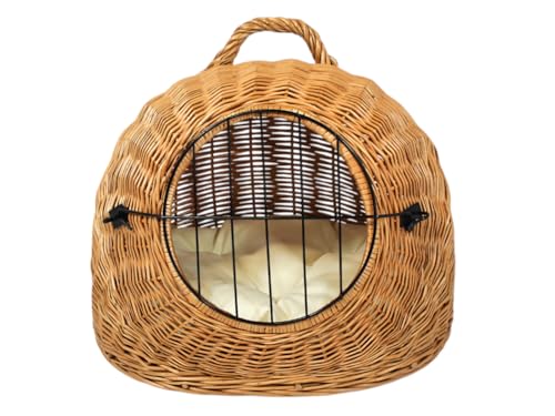 Weidenkorb Korbhöhle mit Gitter und Tragegriff – Abmessungen 50x40x45 cm – Transporthöhle – Natürliche Farbe – Hersteller – Transporter mit Kissen Ecru Weidenkorb Korbhöhle mit Gitter und Tragegriff – Abmessungen 50x40x45 cm – Transporthöhle – Natürliche Farbe – Hersteller – Transporter mit Kissen Ecru von Damian-Wiklina
