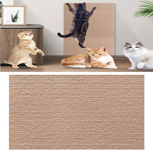 Cat Scratching Mat, Climbing Cat Scratcher, Climbing Cat Scratcher Mat,Cat Wall Scratcher,Trimmable Self-Adhesive Cat Scratcher,Cat Scratch Furniture Protector Couch,Wall (15.7 * 39.3in,Khaki) von DANC