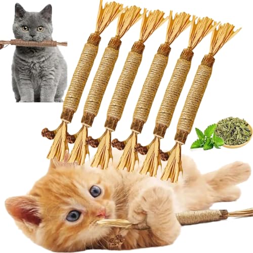DANC Nuna Pets Cat Chew Stick, Silvervine Sticks for Cats, Nunapets-Nunapets Cat Chew Toy, Nunapets Natural Silvervine Stick Cat Chew Toy, Cat Silvervine Sticks, Cat Teeth CleaningToy (6Pcs) von DANC