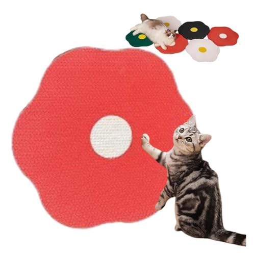 Flower Scratching Pad for Cats, Flower Scratching Pad for Cats on Wall, Cuddle Flower Pad, Cat Scratcher Wall Mounted Scratch Pad, Cat Scratching Mat Furniture Protector (Red) von DANC