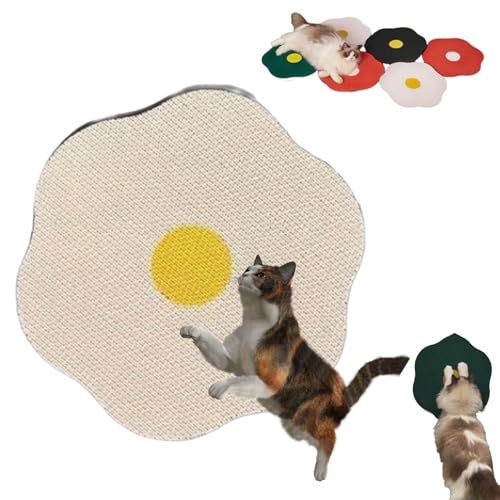 Flower Scratching Pad for Cats, Flower Scratching Pad for Cats on Wall, Cuddle Flower Pad, Cat Scratcher Wall Mounted Scratch Pad, Cat Scratching Mat Furniture Protector (White) von DANC