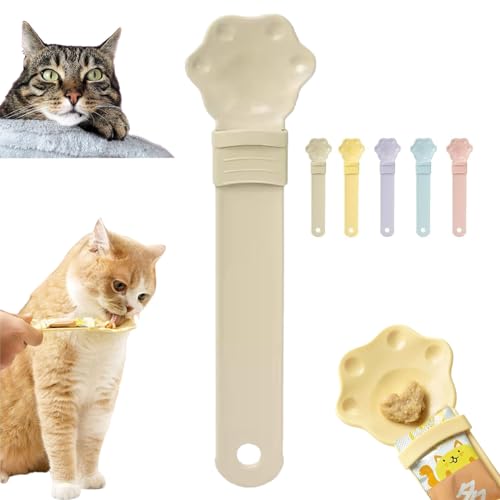 Happy Spoon for Cats, Cat Strip Happy Spoon, Happy Spoon Cat Treat Feeder, Cat Wet Treat Squeeze Treats Spoon, Cat Strip Feeder Squeeze Spoon, Multi Functional Cuddles and Meow Pet Spoons (Apricot) von DANC