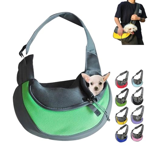 Pet Carrier - for Cats and Small Dogs, Portable Adjustable Breathable and Comfortable Soft-Sided Crossbody Pet Out travel Bag, Pet Carrier Shoulder Bag Backpack (L,Green) von DANC
