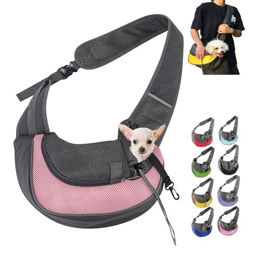 Pet Carrier - for Cats and Small Dogs, Portable Adjustable Breathable and Comfortable Soft-Sided Crossbody Pet Out travel Bag, Pet Carrier Shoulder Bag Backpack (L,Pink) von DANC