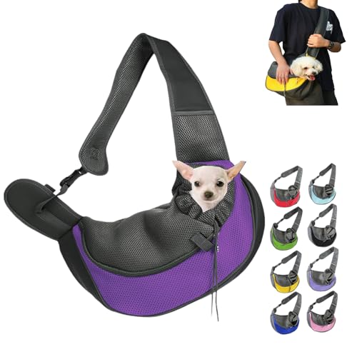 Pet Carrier - for Cats and Small Dogs, Portable Adjustable Breathable and Comfortable Soft-Sided Crossbody Pet Out travel Bag, Pet Carrier Shoulder Bag Backpack (L,Purple) von DANC