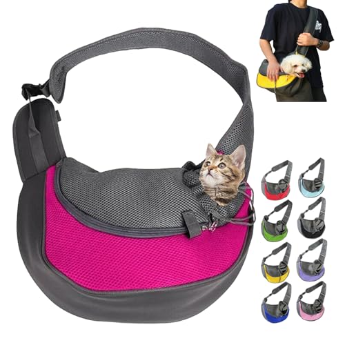 Pet Carrier - for Cats and Small Dogs, Portable Adjustable Breathable and Comfortable Soft-Sided Crossbody Pet Out travel Bag, Pet Carrier Shoulder Bag Backpack (L,Red) von DANC