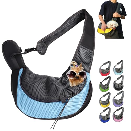 Pet Carrier - for Cats and Small Dogs, Portable Adjustable Breathable and Comfortable Soft-Sided Crossbody Pet Out travel Bag, Pet Carrier Shoulder Bag Backpack (L,Sky Blue) von DANC