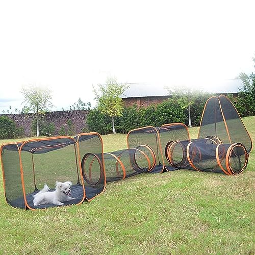 6 in 1 zusammengesetzte Haustierspiel Tunnel Haus Katzenhund Kaninchen Zelt Innen/Outdoor Pop -up Pop -up Plosting Stanzkühlerfaltbares Gehäuse Außenlebensraum für Katzen Kaninchen von DANETI