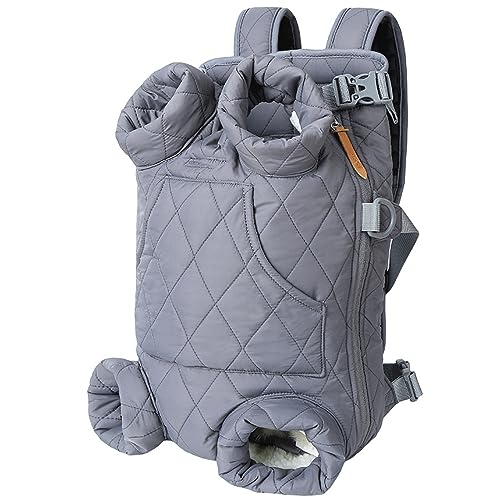 Hundetragetasche Verdickte Haustier Ausgehende Tragbare Gurt Brust Rucksack Freie Hände Warm Rucksack Im Winter für Kätzchen und Welpen grau von DANETI