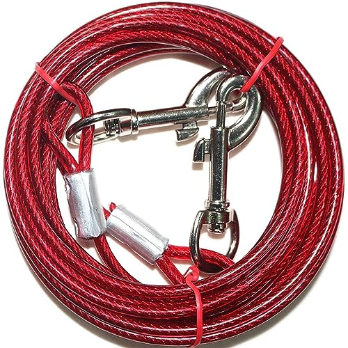 Kabel verzinkter Stahldraht, Haustierleine mit PVC-Beschichtung, kaufest, für große Hunde, Haustiere, Hund, Hof, Camping, Outdoor, 10 m, Rot von DANETI