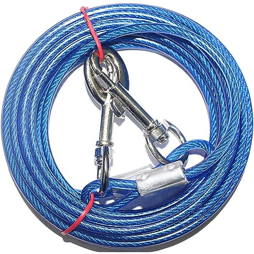 Kabel verzinkter Stahldraht, Haustierleine mit PVC-Beschichtung, kaufest, für große Hunde, Haustiere, Hund, Hof, Camping, Outdoor, 3 m, Blau von DANETI