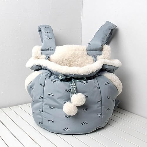 Katzentrage Winter Warm Pet Carrier Rucksack für Kleine Hunde und Katzen, Plüsch Front Katze Hund Carrier Rucksack Reisetasche Blau von DANETI